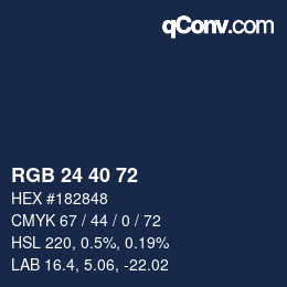 Color code: RGB 24 40 72 | qconv.com