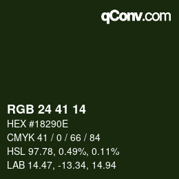 Color code: RGB 24 41 14 | qconv.com