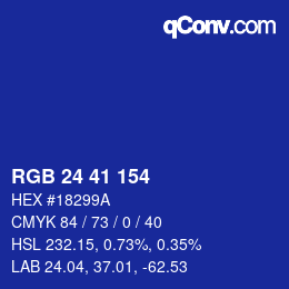 Color code: RGB 24 41 154 | qconv.com