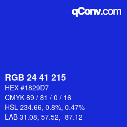 Color code: RGB 24 41 215 | qconv.com