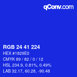 カラーコード: RGB 24 41 224 | qconv.com