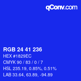 Color code: RGB 24 41 236 | qconv.com