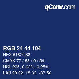 颜色代码: RGB 24 44 104 | qconv.com