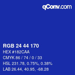 Color code: RGB 24 44 170 | qconv.com