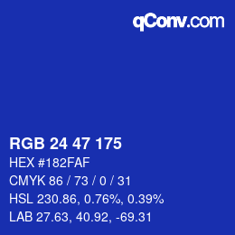 Color code: RGB 24 47 175 | qconv.com