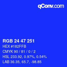Color code: RGB 24 47 251 | qconv.com