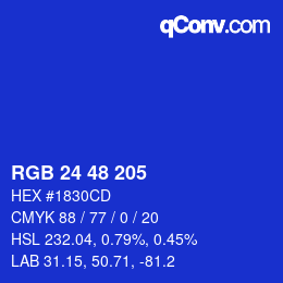 Color code: RGB 24 48 205 | qconv.com