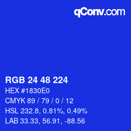 カラーコード: RGB 24 48 224 | qconv.com