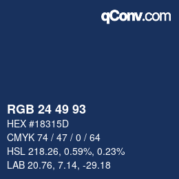 颜色代码: RGB 24 49 93 | qconv.com
