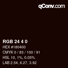 颜色代码: RGB 24 4 0 | qconv.com