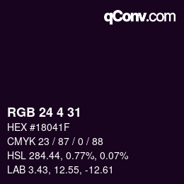 Color code: RGB 24 4 31 | qconv.com