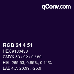 カラーコード: RGB 24 4 51 | qconv.com