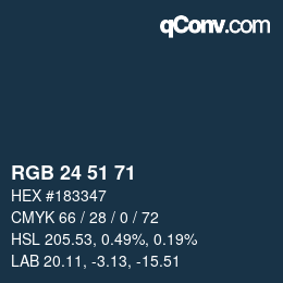 颜色代码: RGB 24 51 71 | qconv.com