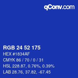 颜色代码: RGB 24 52 175 | qconv.com