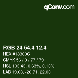 カラーコード: RGB 24 54.4 12.4 | qconv.com
