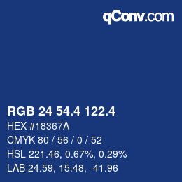 カラーコード: RGB 24 54.4 122.4 | qconv.com