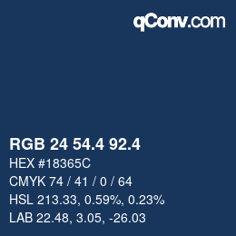 カラーコード: RGB 24 54.4 92.4 | qconv.com