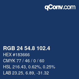 カラーコード: RGB 24 54.8 102.4 | qconv.com