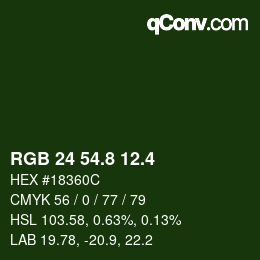 カラーコード: RGB 24 54.8 12.4 | qconv.com