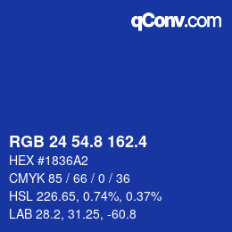 カラーコード: RGB 24 54.8 162.4 | qconv.com