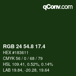 カラーコード: RGB 24 54.8 17.4 | qconv.com