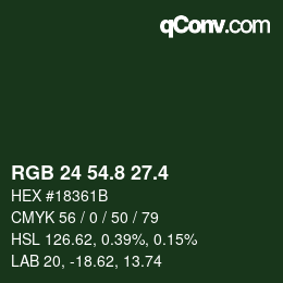 カラーコード: RGB 24 54.8 27.4 | qconv.com