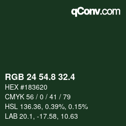 カラーコード: RGB 24 54.8 32.4 | qconv.com