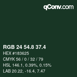 カラーコード: RGB 24 54.8 37.4 | qconv.com