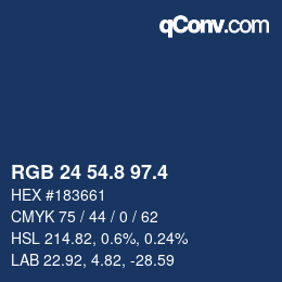カラーコード: RGB 24 54.8 97.4 | qconv.com