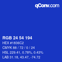 カラーコード: RGB 24 54 194 | qconv.com