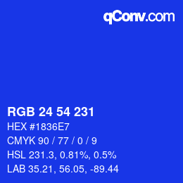 颜色代码: RGB 24 54 231 | qconv.com