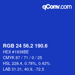 カラーコード: RGB 24 56.2 190.6 | qconv.com