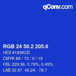 カラーコード: RGB 24 56.2 205.6 | qconv.com