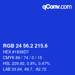 カラーコード: RGB 24 56.2 215.6 | qconv.com