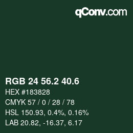 カラーコード: RGB 24 56.2 40.6 | qconv.com