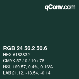 カラーコード: RGB 24 56.2 50.6 | qconv.com