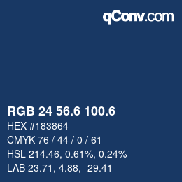 カラーコード: RGB 24 56.6 100.6 | qconv.com