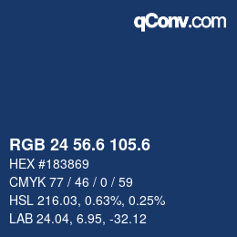 カラーコード: RGB 24 56.6 105.6 | qconv.com