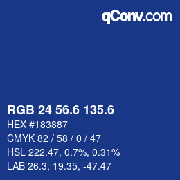 カラーコード: RGB 24 56.6 135.6 | qconv.com