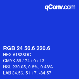 カラーコード: RGB 24 56.6 220.6 | qconv.com