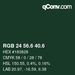 カラーコード: RGB 24 56.6 40.6 | qconv.com