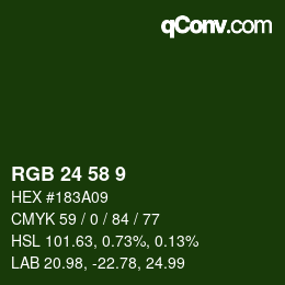 Color code: RGB 24 58 9 | qconv.com