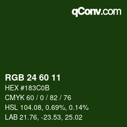 カラーコード: RGB 24 60 11 | qconv.com