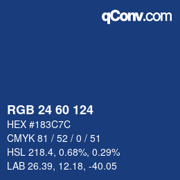 颜色代码: RGB 24 60 124 | qconv.com