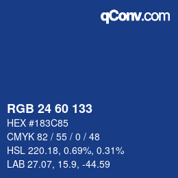カラーコード: RGB 24 60 133 | qconv.com