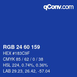 カラーコード: RGB 24 60 159 | qconv.com