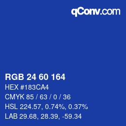 カラーコード: RGB 24 60 164 | qconv.com