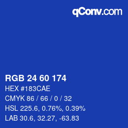 カラーコード: RGB 24 60 174 | qconv.com