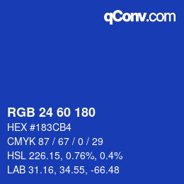 Color code: RGB 24 60 180 | qconv.com