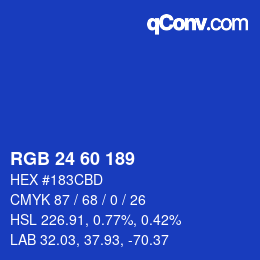 Color code: RGB 24 60 189 | qconv.com